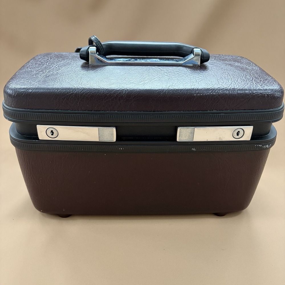 VTG Samsonite Sentry II Beauty Train Case MakeUp Hardshell Luggage 3 Keys Tray